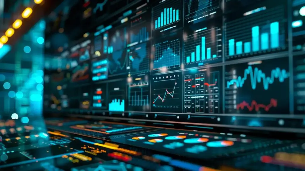 a focused scene inside a high-tech cybersecurity operations center, featuring multiple screens displaying real-time incident response metrics and alerts, illuminated by soft blue and white lighting that emphasizes the urgency and vigilance of the monitoring team.