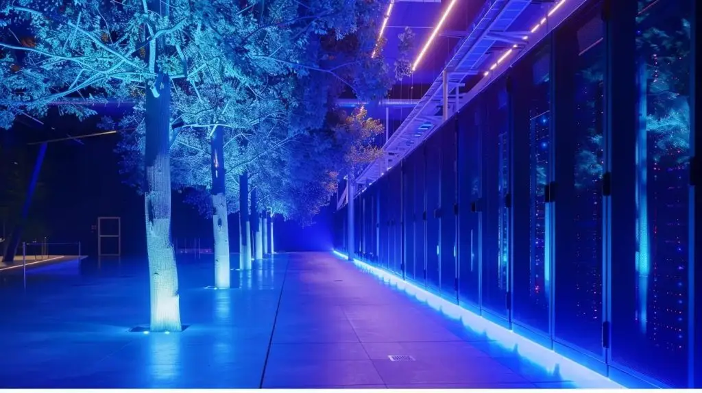 a sleek, modern data center with rows of high-performance servers, illuminated by cool blue led lights, showcasing a high-core-count cpu in focus, symbolizing the powerful backbone of sql server operations.