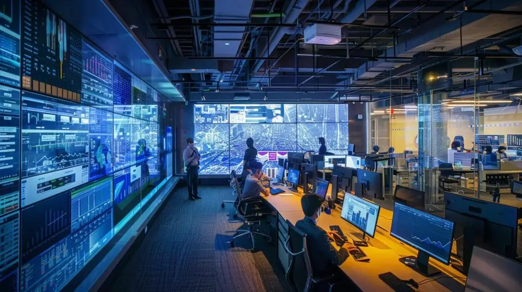 a sleek, modern office environment showcases a diverse team engaged in a dynamic strategy session, highlighting the adaptability and innovation of virtual ciso services in response to evolving cyber threats.