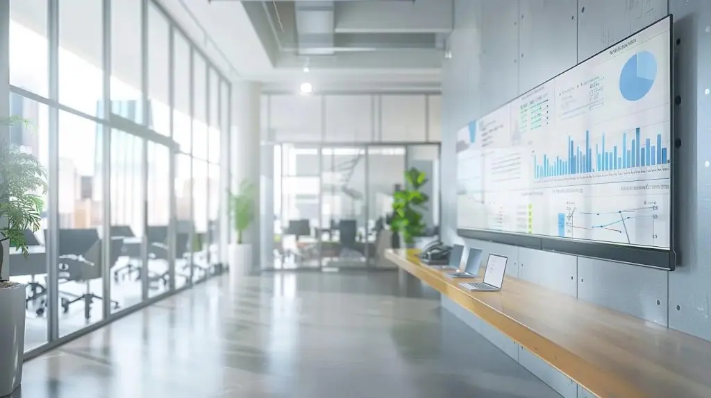 a sleek, modern office filled with high-tech security monitors displays dynamic graphs and data visualizations, emphasizing a well-organized team engaged in a proactive incident management strategy.