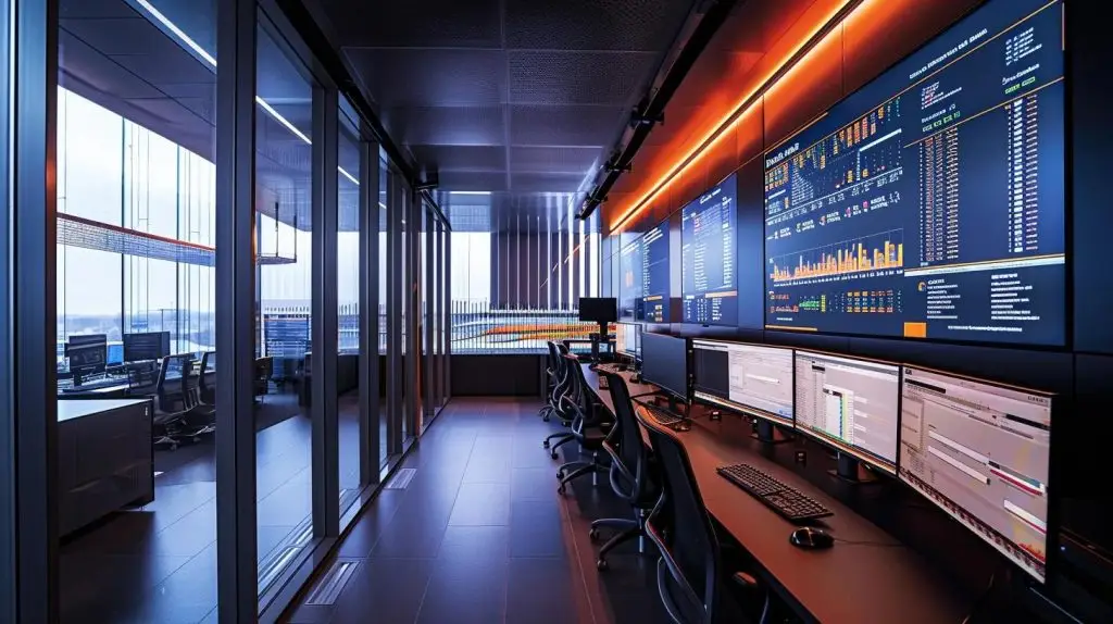 a sleek, modern office filled with high-performance servers and glowing monitors displays dynamic sql server performance metrics, illustrating the critical relationship between memory configuration and database speed in a high-tech environment.