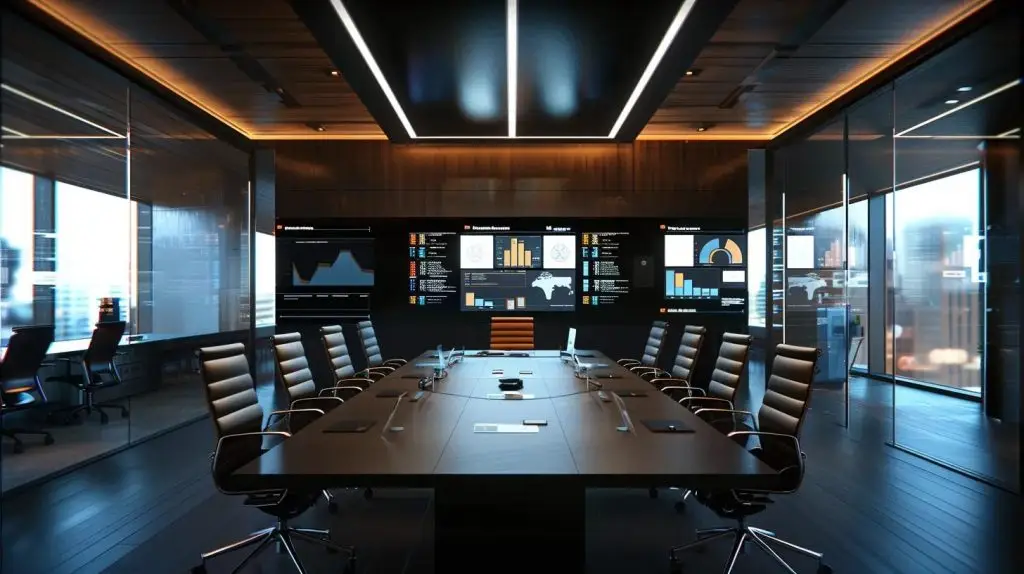 a sleek, modern office with a large conference table, multiple monitors displaying sql server isolation levels charts, and a consultant passionately explaining the concept to a diverse team, illuminated by focused overhead lighting to emphasize the importance of data integrity and system performance.