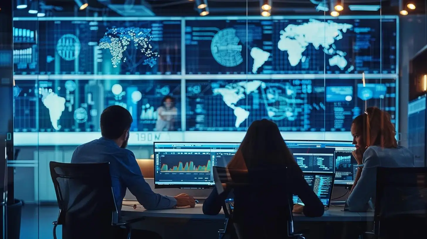 a sleek, modern office environment showcases a diverse team of cybersecurity professionals collaboratively analyzing intricate data visuals and security dashboards, emphasizing the importance of comprehensive service fees in maintaining organizational resilience and compliance.